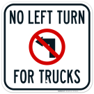 No Left Turn For Trucks With Left Arrow Sign No Left Turn For Trucks With Left Arrow Sign