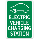 Electric Vehicle Charging Station With Graphic Sign, (SI-67866) Electric Vehicle Charging Station With Graphic Sign, (SI-67866)