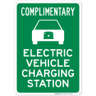 Complimentary Electric Vehicle Charging Station With Graphic Sign Complimentary Electric Vehicle Charging Station With Graphic Sign