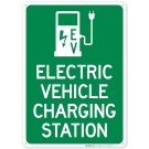 Electric Vehicle Charging Station With Graphic Sign, (SI-67869) Electric Vehicle Charging Station With Graphic Sign, (SI-67869)