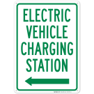 Electric Vehicle Charging Station With Left Arrow Sign Electric Vehicle Charging Station With Left Arrow Sign