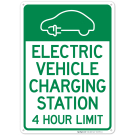 Electric Vehicle Charging Station With Graphic And Editable Hour Limit Sign Electric Vehicle Charging Station With Graphic And Editable Hour Limit Sign