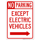 Except Electric Vehicle With Right Arrow With Graphic Sign Except Electric Vehicle With Right Arrow With Graphic Sign