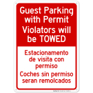 Guest Parking With Permit Violators Will Be Towed Bilingual Sign Guest Parking With Permit Violators Will Be Towed Bilingual Sign