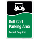 Golf Cart Parking Area Permit Required With Graphic Sign Golf Cart Parking Area Permit Required With Graphic Sign