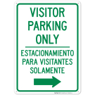 Visitor Parking Only With Right Arrow Bilingual Sign Visitor Parking Only With Right Arrow Bilingual Sign