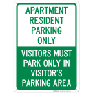 Apartment Resident Parking Only Visitors Must Park Only In Visitor's Parking Area Sign Apartment Resident Parking Only Visitors Must Park Only In Visitor's Parking Area Sign