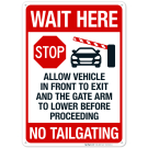 Stop Allow Vehicle In Front To Exit And The Gate Arm To Lower Before Proceeding Sign Stop Allow Vehicle In Front To Exit And The Gate Arm To Lower Before Proceeding Sign