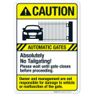 Automatic Gates No Tailgating Wait Until Gate Closes Before Proceeding Sign Automatic Gates No Tailgating Wait Until Gate Closes Before Proceeding Sign