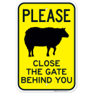 Please Close The Gate Behind You With Sheep And Lamb Symbol Sign Please Close The Gate Behind You With Sheep And Lamb Symbol Sign