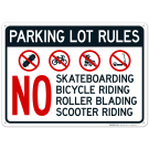 Parking Lot Rules No Skateboarding Bicycle Riding Roller Blading Scooter Riding Sign Parking Lot Rules No Skateboarding Bicycle Riding Roller Blading Scooter Riding Sign