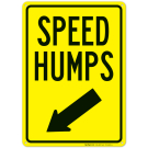 Speed Humps With Down Left Arrow Sign Speed Humps With Down Left Arrow Sign