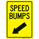 Speed Bumps With Down Left Arrow Sign Speed Bumps With Down Left Arrow Sign