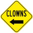 Clowns With Left Arrow Sign Clowns With Left Arrow Sign