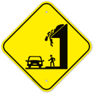 Falling Ice Graphic With Car Graphic Sign Falling Ice Graphic With Car Graphic Sign