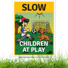 Slow Children At Play With Kid And Dog Graphic Sign Slow Children At Play With Kid And Dog Graphic Sign