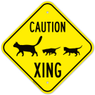 Caution Cat With Kittens Crossing Sign Caution Cat With Kittens Crossing Sign