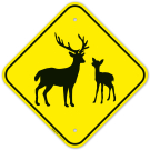Deer With Fawn Crossing Sign Deer With Fawn Crossing Sign