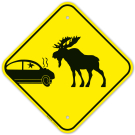 Car Crash And Moose Graphic Sign Car Crash And Moose Graphic Sign