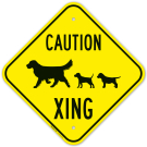 Caution Crossing With Dog And Puppies Crossing Graphic Sign Caution Crossing With Dog And Puppies Crossing Graphic Sign