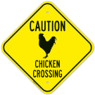 Caution Chicken Crossing With Graphic Sign Caution Chicken Crossing With Graphic Sign