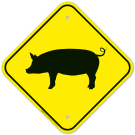 Pig Crossing With Graphic Sign,(SI-72551) Pig Crossing With Graphic Sign,(SI-72551)