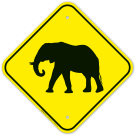 Elephant Cossing With Graphic Sign Elephant Cossing With Graphic Sign