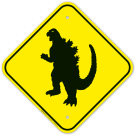 Dinosaur Crossing With Graphic Sign Dinosaur Crossing With Graphic Sign