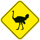 Ostrich Crossing With Graphic Sign Ostrich Crossing With Graphic Sign