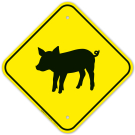 Pig Crossing With Graphic Sign Pig Crossing With Graphic Sign