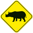 Rhino Crossing With Graphic Sign Rhino Crossing With Graphic Sign
