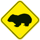 Wombat Crossing With Graphic Sign Wombat Crossing With Graphic Sign