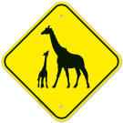 Giraffe With Calf Crossing Sign Giraffe With Calf Crossing Sign