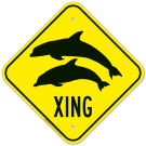 Crossing With Dolphine Graphic Sign Crossing With Dolphine Graphic Sign