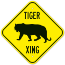 Tiger Crossing With With Graphic Sign Tiger Crossing With With Graphic Sign