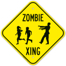 Zombie Crossing With Zombie And Kids Running Graphic Sign Zombie Crossing With Zombie And Kids Running Graphic Sign