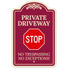 Private Driveway Stop No Trespassing No Exceptions Décor Sign Private Driveway Stop No Trespassing No Exceptions Décor Sign