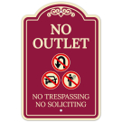 No Outlet No Trespassing Or Soliciting With No Car Décor Sign No Outlet No Trespassing Or Soliciting With No Car Décor Sign