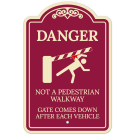 Danger Not A Pedestrian Walkway Gate Comes Down After Each Vehicle Décor Sign Danger Not A Pedestrian Walkway Gate Comes Down After Each Vehicle Décor Sign