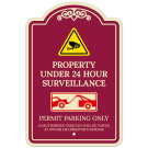 Property Under 24 Hour Surveillance Permit Parking Only Décor Sign Property Under 24 Hour Surveillance Permit Parking Only Décor Sign