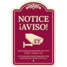 Notice Activities Monitored By CCTV Video Camera 247 Bilingual Décor Sign Notice Activities Monitored By CCTV Video Camera 247 Bilingual Décor Sign