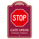 Stop Gate Opens Toward Vehicle Décor Sign Stop Gate Opens Toward Vehicle Décor Sign
