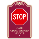 Stop Gates Opens Toward Vehicle Décor Sign Stop Gates Opens Toward Vehicle Décor Sign
