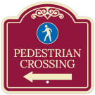 Pedestrian Crossing With Left Arrow Décor Sign Pedestrian Crossing With Left Arrow Décor Sign