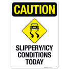 Caution Slippery Icy Conditions Today Sign Caution Slippery Icy Conditions Today Sign