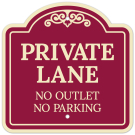 Private Lane No Outlet No Parking Décor Sign Private Lane No Outlet No Parking Décor Sign