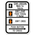 MUTCD Push Button To Cross Right R10-3B Sign