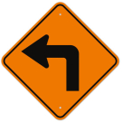 MUTCD Left Turn Orange W1-1L Sign MUTCD Left Turn Orange W1-1L Sign