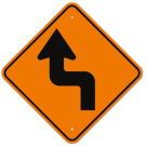 MUTCD Left Reverse Turn Orange W1-3L Sign MUTCD Left Reverse Turn Orange W1-3L Sign