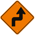 MUTCD Right Reverse Turn Orange W1-3R Sign MUTCD Right Reverse Turn Orange W1-3R Sign